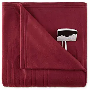 Pure Warmth Fleece Electric Heated Blanket Full Red