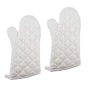 New Star Commercial Grade Terry Cloth Oven  Mitts, up to 600F, 15-Inch, Set of 2