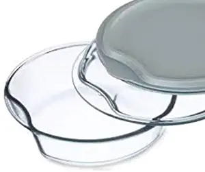 Simax Exclusive Clear Round Glass Casserole | Includes Glass and Plastic Lid, Heat, Cold and Shock Proof, Made in Europe, 2.5 Quart Pot + 1.5 Quart Lid