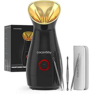 Zorra Nano Ionic Steamer – Facial Humidifier – Smart Temperature Control - Blackhead Removal Toolkit with Set of 4 Extraction Tools by Coconbby