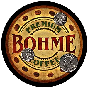 ZuWEE Brand Coffee Themed Coaster Set Featuring the Bohme Family Name