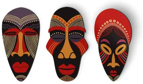 AK Wall Art African Tribal Masks Set of 3 - Magnet S- Car Fridge Locker - Select Size