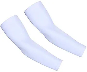 UV Protection Cooling Arm Sleeves - UPF 50 Compression Arm Sleeves for Men/Women/Students for Elbow Brace, Baseball, Basketball, Football, Cycling Sports(White)