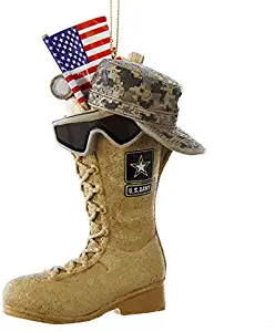 Kurt Adler U.S. Army Boot with U.S.A Flag and Icons Christmas Ornament 