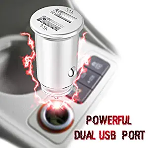 CARBONLAND Fast Car-Charger Dual USB Port Compatible with Android and iOS Devices (White, 1 Pack)