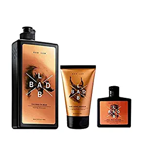 Bad Lab Christmas Gift Set 3 in 1 Pack, Bad Lab Extra Hair Care Cooling Shampoo (13.5 oz), Body Sculpting Cool Shower Gel (2.7 oz), Facial Cleanser (3.4 oz), Toiletries Gift Set For Men