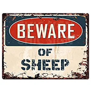 Beware of SHEEP Chic Sign Vintage Retro Rustic 9"x12" Metal Plate Store Home Room Wall Decoration