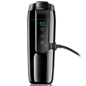 12V Car Travel Heating Mug with Anti-Spill Lid, Portable Coffee Travel Cup 20℃~90℃ Variable Temperature Control Kettle For Coffee/Tea/Milk, 304 Stainless Steel Bottle, 70W Quick Heating