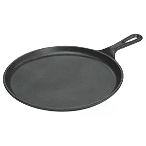 Lodge 10.5 Inch Cast Iron Griddle. Pre-seasoned Round Cast Iron Pan Perfect for Pancakes, Pizzas, and Quesadillas.