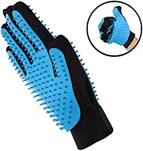 [Newest] Two-Sided Pet Grooming Glove - Efficient Pet Hair Remover Mitt - Gentle Deshedding Brush Glove- Enhanced Five Finger Design - Perfect for Dog & Cat with Long & Short Fur Cleaning Brush