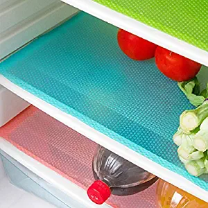 E-lishine Multifunctional Refrigerator Pads Non-Slip Moisture Absorption Pad Washable Can Be Cut Refrigerator Mats,Set of 4 (Green)