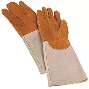 2 x Matfer Bakers Oven Gloves / Mitts. Heat Resistant Leather padded elbow length gloves / pot holders safe to +572°F. Sold in pairs.