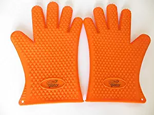 #1 Best Value Highest Rated Heat Resistant Waterproof Silicone BBQ Gloves - The Original Glators - Perfect for Cooking Baking Grilling - Five Fingered Grip Potholder - More Protection Than Mittens!.