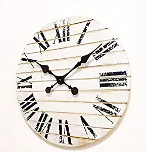 TutisD White Rustic Farmhouse Decor For The Home-Rustic Home Decor-Bedroom Wall Decor-Office Decor-Battery Operated Wall Clock With Roman Numerals-Clocks For Living Room Decor