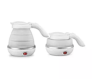 Kitchen Pro 101 Portable Electric Kettle – Dual Voltage – Expandable & Collapsible for Easy Storage – Convenient and Folding for Travel – BPA Free Food Grade Silicone (White)