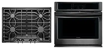 Frigidaire 2-Piece Kitchen Package with FFGC3026SB 30" Gas Cooktop, and FFEW3026TD 30" Electric Single Wall Oven in Black Stainless Steel