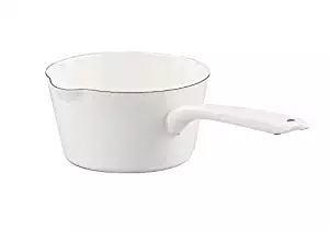 Astra Gourmet Enamel Spouted Milk Pot/Milk Pan/Saucepan Warmer/ Enamelware, White( 1 Liter)