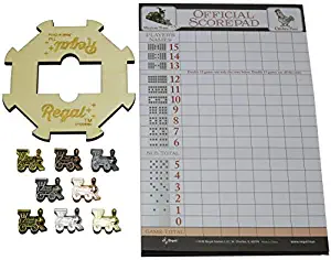 Regal Games Mexican Train Domino Expansion Set - 8 Metal Marker Trains with Unique Finishes - Replacement Wooden Hub - Scoresheet