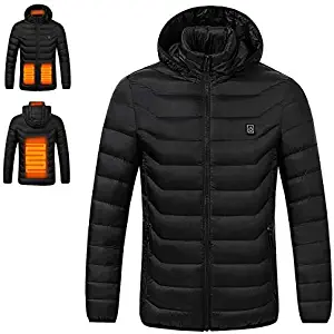 PAVEHAWK Outdoor Lightweight Heated Jacket USB Electric Hooded Winter Windproof Coat Heating Clothing Wen Women Jacket Thermal Clothing Skiing Hiking(Power Bank NOT Included)