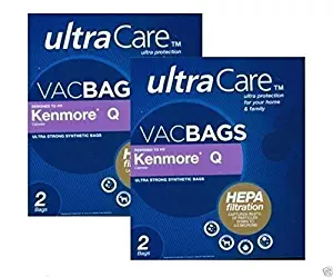 Ultracare Kenmore Q Canister Hepa Cloth Bags. Will Also Fit/Replace Kenmore Type C (5055,50558) Vacuum Bags 4 pk (2 boxes = 4 bags) by Kenmore