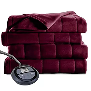 Sunbeam Heated Blanket | Microplush, 10 Heat Settings, Garnet, King