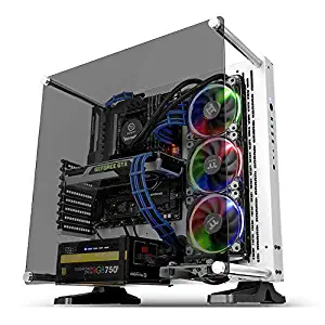 Thermaltake Core P3 ATX Tempered Glass Gaming Computer Case Chassis, Open Frame Panoramic Viewing, White Edition, CA-1G4-00M6WN-05