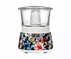 The Pioneer Woman Fiona Floral 3 cup Stack and Press Glass Bowl Chopper Food, Model 72862 by Hamilton Beach Processor