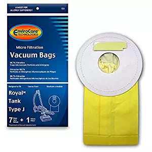 EnviroCare Replacement Vacuum Bags for Royal Tank Type J. 7 Pack and 1 Filter