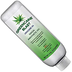 GREENCAINE BLAST Numbing Cream for laser hair removal for women and men topical anesthetic lidocaine 4% gel 4 Oz. (113 grams) large tube for repeat treatments. MADE IN USA.