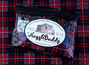 'NUGGLEBUDDY NEW FOR WINTER! Microwavable Moist Heat & Aromatherapy Organic Rice Pack Cold Pack. Beautiful Thick & Cozy Red and Black Plaid Flannel Fabric with SWEET LAVENDER Aromatherapy.