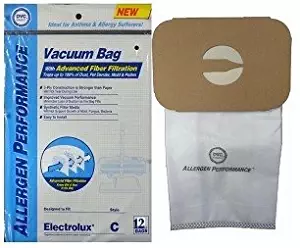 Aerus Electrolux Type C HEPA Certified Cloth Upright Vacuum Bags, 12 Bags.