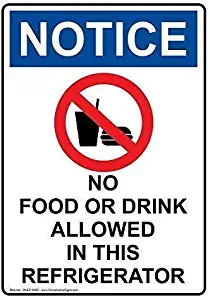 Durable No Rust Business Sign 16"x12"Notice No Food Or Drink Allowed in This Refrigerator B7462 Metal Poster Tin Sign Decorative Pub Car Wall Decor Metal Wall Plaque