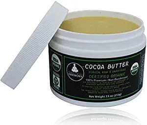 Real CERTIFIED Organic Cocoa Butter; BPA Free Jar; Premium Unrefined, Non-Deodorized, Extracted From The Cacao Bean ~ Rich Chocolate Aroma! Naturally Rich In Antioxidants! THE BEST! [7.5 oz JAR]