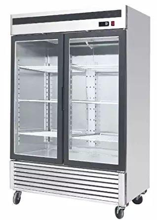 54.5" 2 Door Upright Stainless Steel Glass Window Reach In Freezer Merchandiser Display Case, MCF-8703, 45 Cubic Feet, Commercial Grade