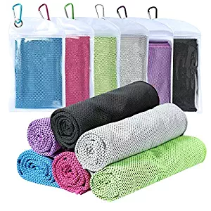 Cooling Towel [6 Pack] Microfiber Towel Fast Drying - Super Absorbent - Ultra Compact Cooling Towel Sports, Workout, Fitness, Gym, Yoga, Pilates, Travel, Camping & More