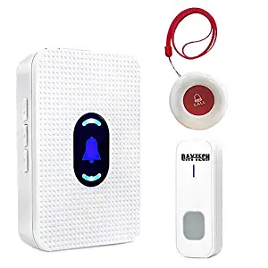 Wireless Caregiver Pager System Call Button Personal Alert Pager For Home Attendant Patient Nurses Seniors and Disabilities 1 Receiver & 2 Waterproof Transmitters