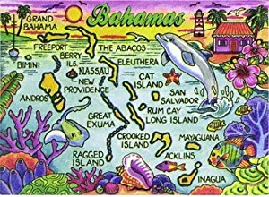 Bahamas Map Caribbean Fridge Collector’s Souvenir Magnet 2.5 inches X 3.5 inches