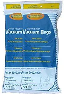 EnviroCare Replacement Vacuum Bags for Riccar 2000, 4000 and Vibrance Series. Simplicity 5000, 6000 and Symmetry Type A 24 Bags