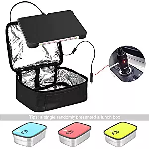 Food Warmer Personal Portable Mini Oven Electric Lunch Warmer For 12V Car,Truckers,Outdoors Travel, Camping,Black