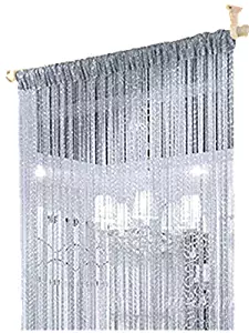 ave split Decorative Door String Curtain Wall Panel Fringe Window Room Divider Blind Divider Tassel Screen Home 100cm200cm (Silver18)