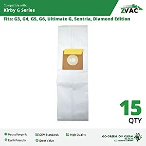 ZVac 15Pk Compatible Vacuum Bags Replacement for All Kirby Generations G3, G4, G5, G6, Ultimate G, Sentria-Before 2009. Replaces Parts# 204803, 205803
