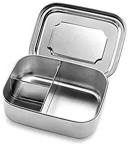 Frexmall Stainless Steel Food Container Bento Storage Lunch Box, 3 Compartments Design Perfect for Picnic Box Healthy Snacks, Dishwasher Safe