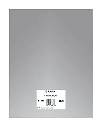 Grafix 50 Sheet Sanded Shrink Film Embellishment, 8-1/2" by 11", Clear