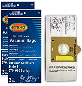 EnviroCare Replacement Micro Filtration Vacuum Cleaner Dust Bags for Eureka Style T 970 980 Canisters 6 Pack