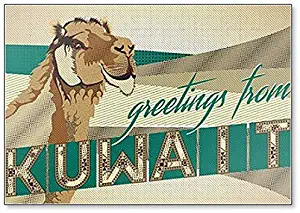 Greetings From Kuwait Camel Illustration Fridge Magnet