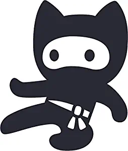 Divine Designs Cool Cute Kawaii Ninja Kitty Cat Cartoon Emoji Vinyl Decal Sticker (4" Tall, 4)