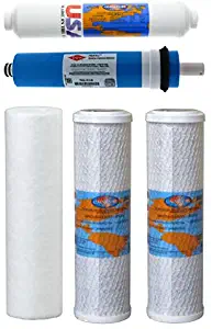 All Made In USA Complete Reverse Osmosis Replacement Water Filter Set 5 pcs w/Filmtec 50 GPD Membrane