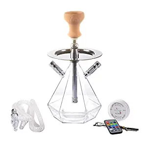 ZicHEXING-US Acrylic Hookah Set for Smoking Shishas Water Pipe Hose W/Multicolor LED Light