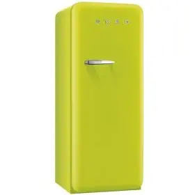 Smeg FAB28ULIR1 24" 50s Retro Style Top-Freezer Refrigerator with 9.22 Cu. Ft. Capacity Ice Compartment Interior Light Adjustable Glass Shelves and Bottle Storage in Lime Green: Right