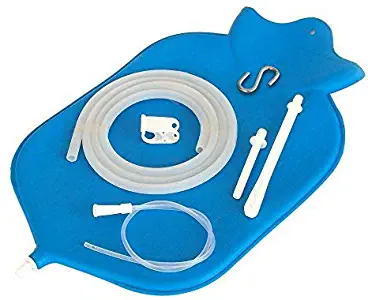 The Large HealthAndYoga(TM) Enema Bag - 4 Quart for Deep Enemas - Open Fountain Top for Easy Cleaning and Hygiene - No Leaky Adapters or Bottle Converters, Hangs Upright - Blue